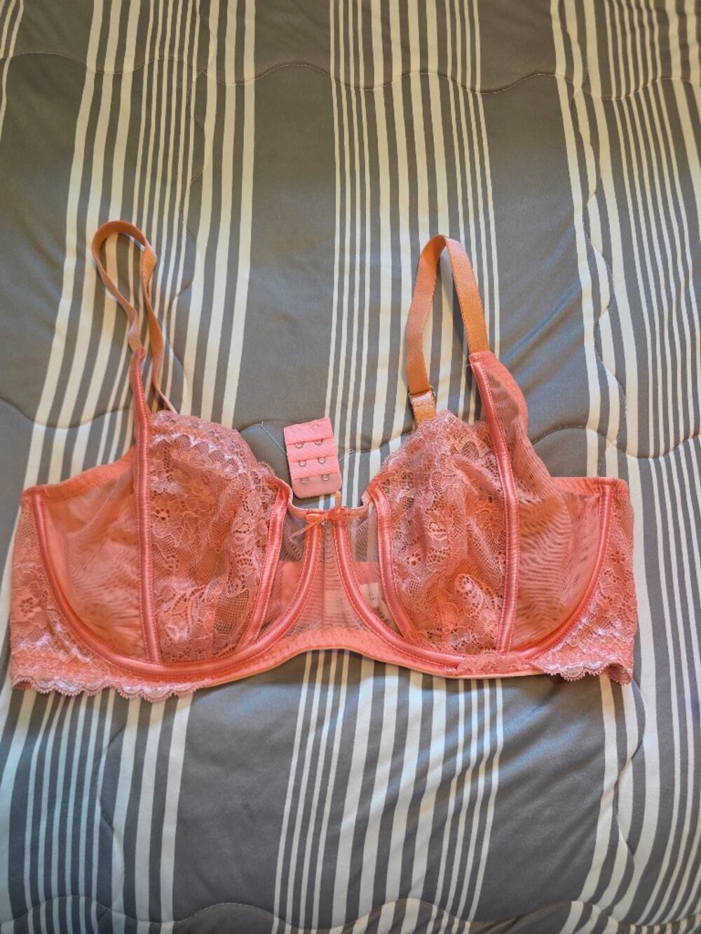 Coral Unlined Lace Bra